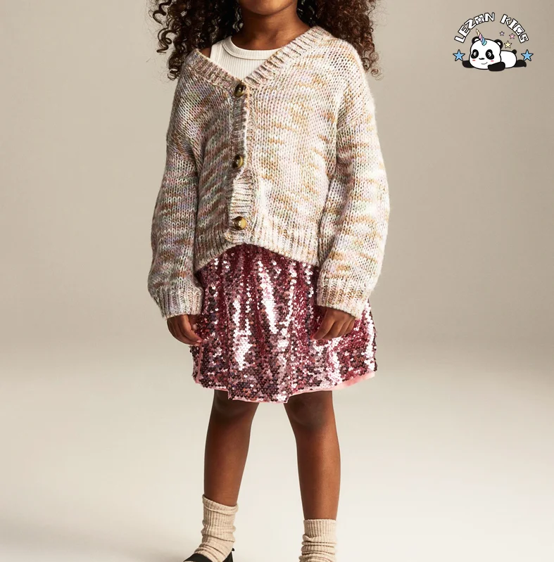 LEZONKIDS - Customizable Girls Pink Sequin Skirts Performance Skirt Sparking Girl Skirt
